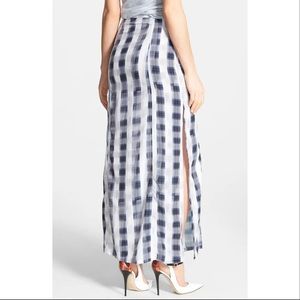 MinkPink plaid maxi skirt with high slits NWT